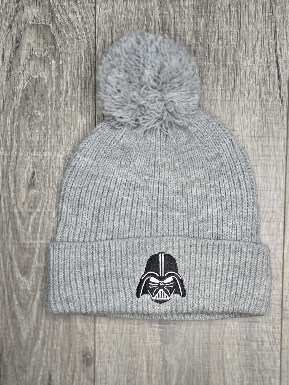 GAP Kids Star Wars Darth Vader Gray Pom Knit Beanie OneSize Fits All.